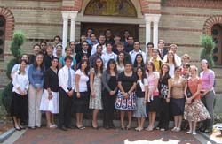 Photo of CrossRoad 2007 participants in front of church