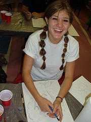 Photo of student in iconography class