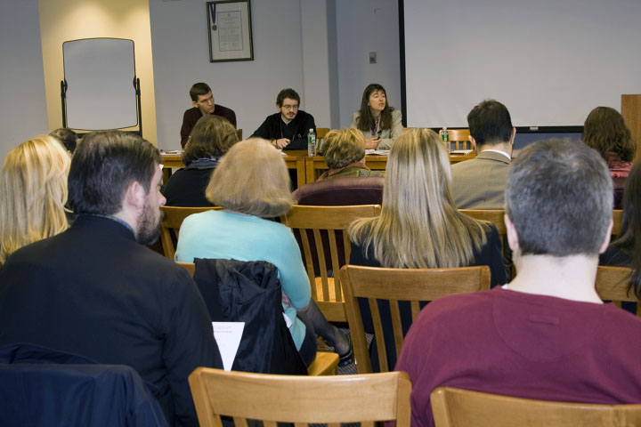 Professor and Students presenting during discussion